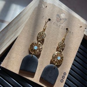 Black polymer clay earrings
